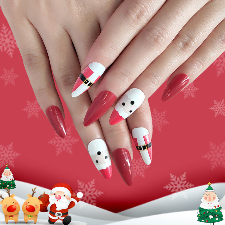 24Pcs Christmas Press on Nails ,Long Nails, Glossy Glue on Nails Full Cover Acrylic Christmas Nails #C15