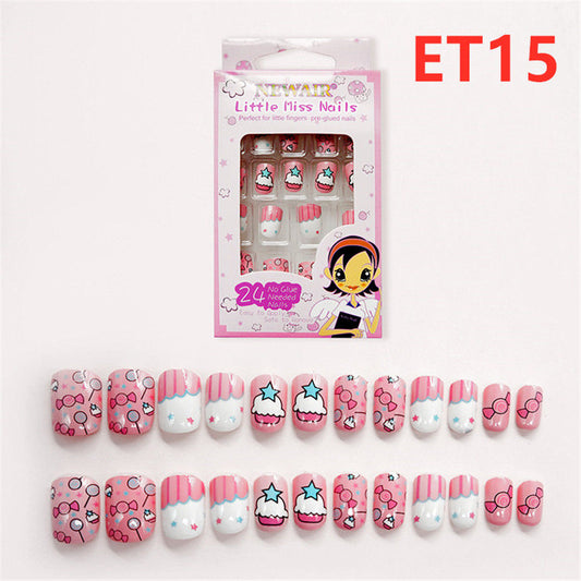 24Pcs Little Miss Nails, Kids Nails,Press on Nails #ET15